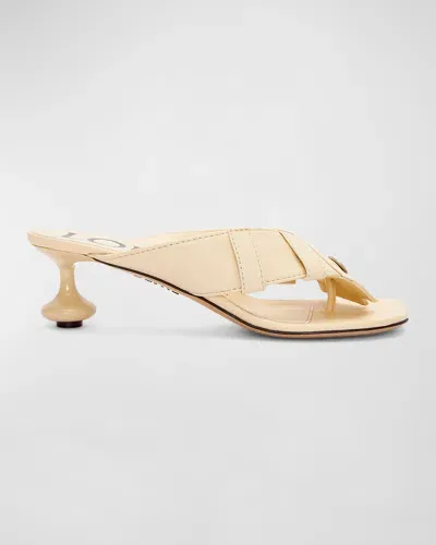 Loewe Toy Lambskin Slide Sandals In Oat Milk