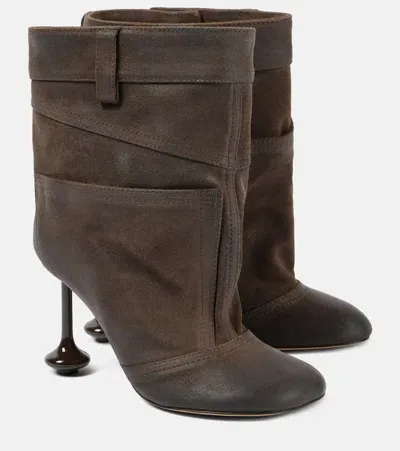 Loewe Toy Suede Ankle Boots In Brown