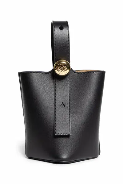 Loewe Mini Pebbled Leather Bucket Bag In Black