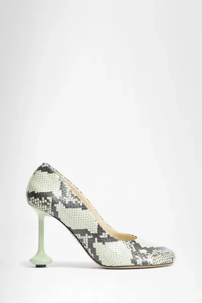 Loewe Toy Snakeskin Stiletto Pumps In Green