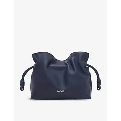 Loewe Flamenco Mini Python-embossed Clutch Bag In Abyssblue