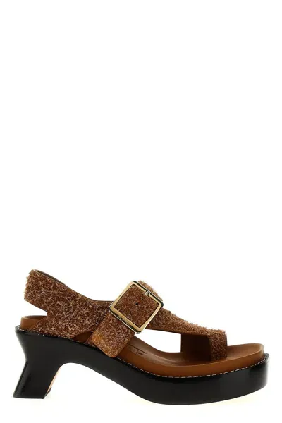 Loewe 70mm Ease Brushed-suede Sandals In Brown