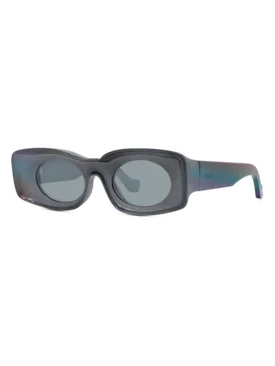 Loewe Paula's Ibiza Oval Sunglasses, 49mm In Black Sparkle Blue Mirror