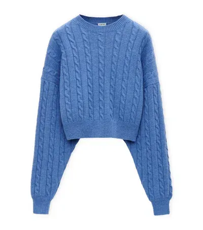 Loewe Wool Cable-knit Sweater In Blue