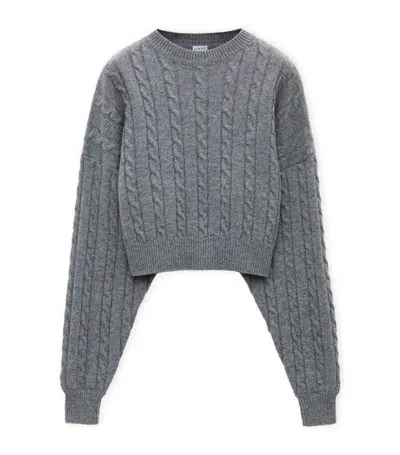 Loewe Wool Cable-knit Sweater In Gray