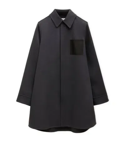 Loewe Wool-cashmere Trapeze Coat In Navy Blue