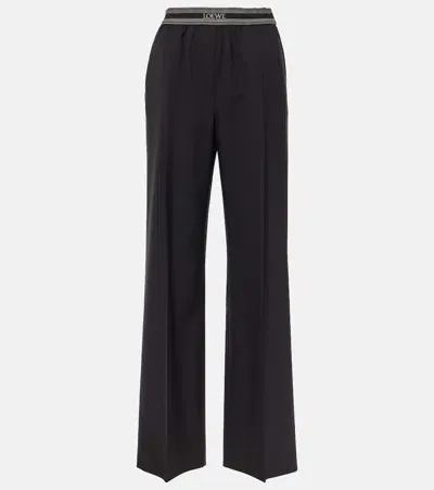 Loewe Logo-jacquard Wool Trousers In Black