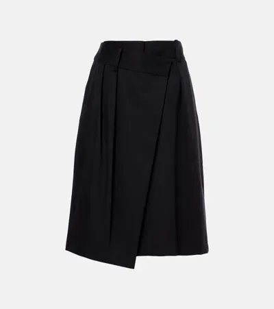 Loewe Cotton And Silk Wrap Skirt In Black