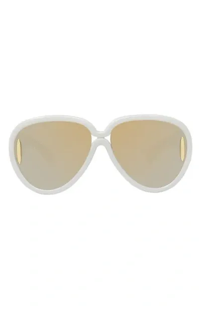 Loewe X Paula's Ibiza 65mm Oversize Pilot Sunglasses In White/other/smoke Mirror