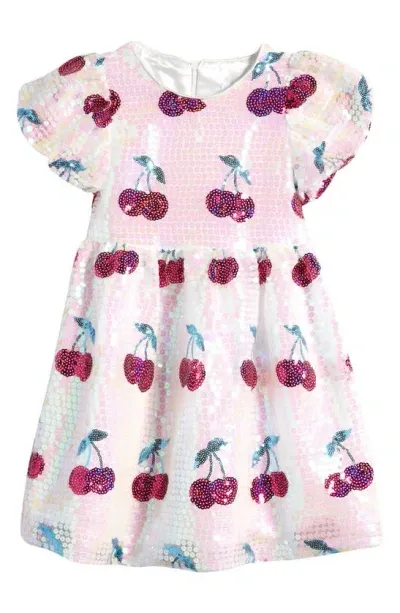 Lola & The Boys Lola + The Boys Kids' Cherry Sequin Dress In White Iridescent