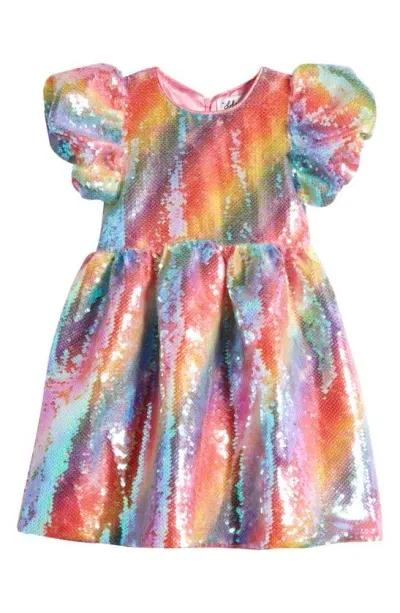 Lola & The Boys Lola + The Boys Kids' Shimmer Rainbow Sequin Dress In Pink Multi