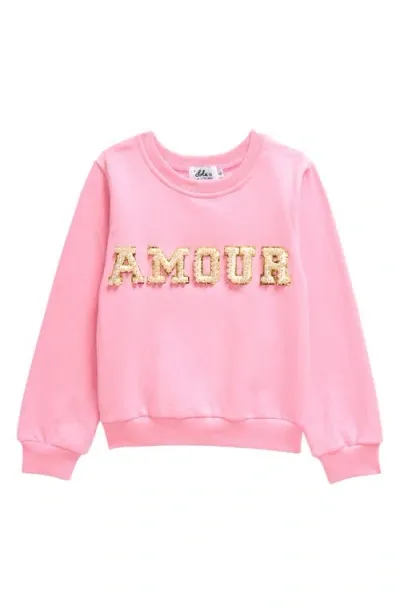 Lola & The Boys Lola + The Boys Kids' Amour Faux Pearl Embellished Sweatshirt In Pink