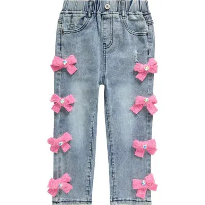 Lola & The Boys Lola + The Boys Kids' Cutie Bow Jeans In Blue