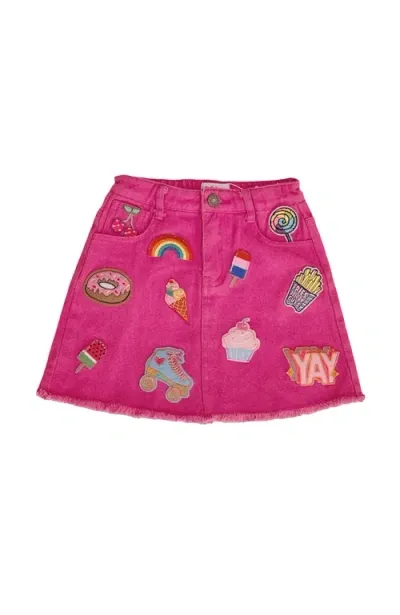 Lola + The Boys Babies'  All About Patch Denim Skirt In Pink