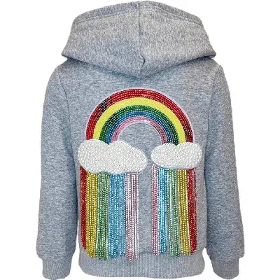 Lola + The Boys Babies'  Crystal Rainbow Rain Hoodie In Grey