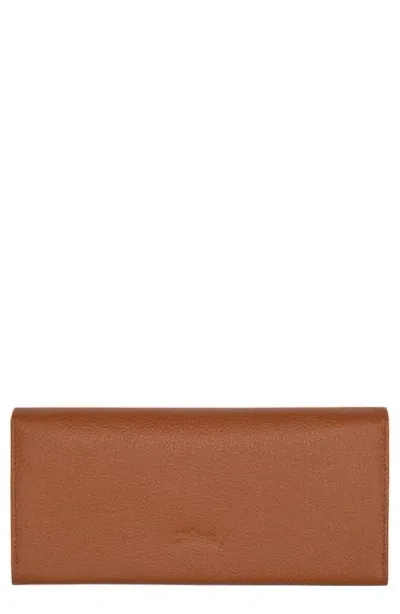 Longchamp Le Foulonne Leather Continental Wallet In Caramel