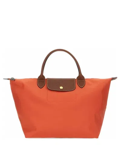 Longchamp Medium Le Pliage Green Tote Bag In Orange