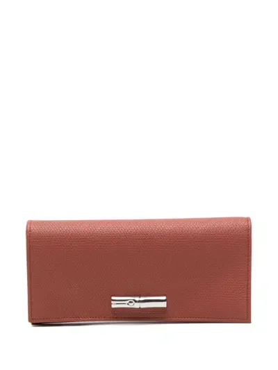 Longchamp Le Roseau Leather Wallet In Brown