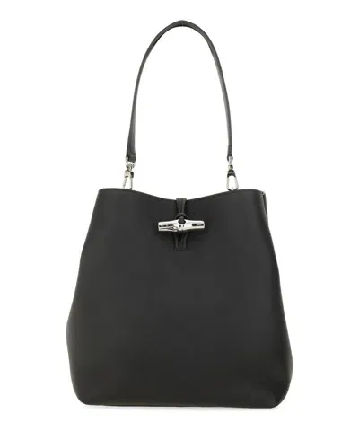 Longchamp Le Roseau M Shoulder Bag In Black