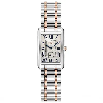 Longines Women's Swiss Dolcevita 18k Rose Gold & Stainless Steel Bracelet Watch 23x37mm In Silver