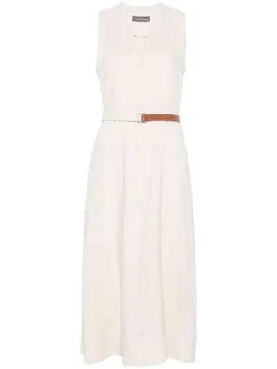 Lorena Antoniazzi Belted Midi Dress In Nude