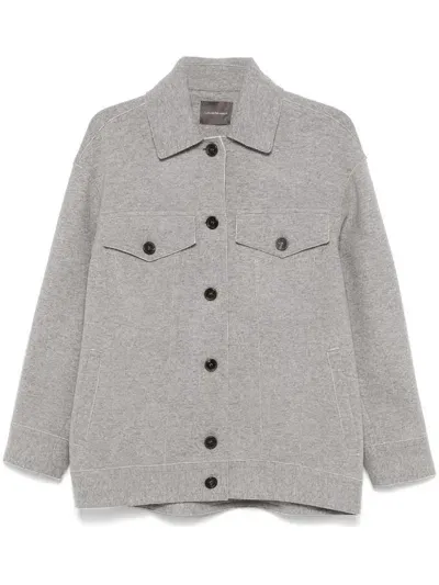 Lorena Antoniazzi Knitted Shirt Jacket In Grey