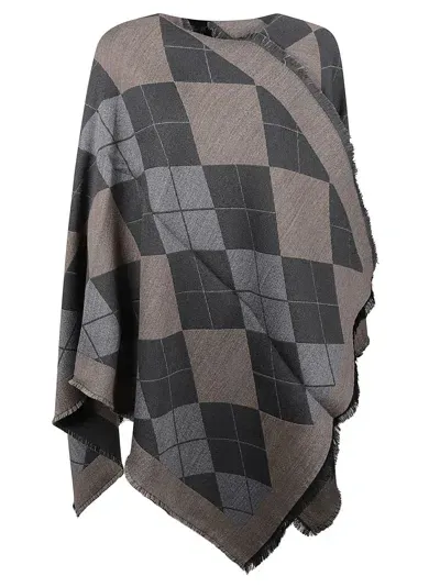 Lorena Antoniazzi Rombi Cape In Grey/beige