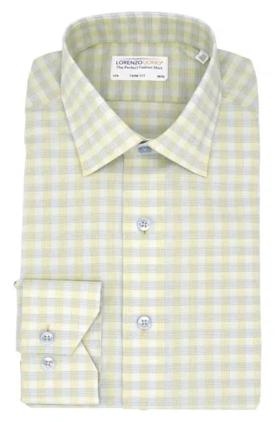 Lorenzo Uomo Trim Fit Check Stretch Cotton Dress Shirt In Yellow