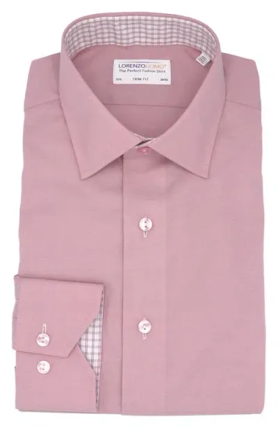 Lorenzo Uomo Trim Fit Solid Stretch Cotton Dress Shirt In Rose