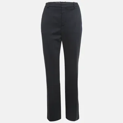 Pre-owned Loro Piana Black Stretch Wool Blend Straight-leg Trousers M