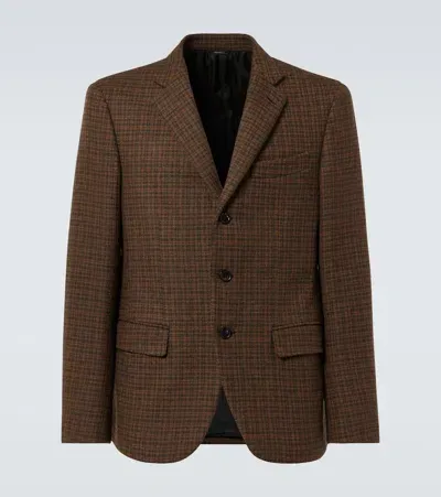 Loro Piana Checked Wool Blazer In Pied De Poule/ginger