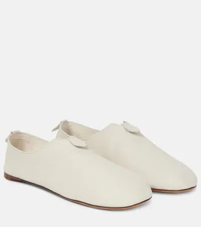 Loro Piana Floaty Leather Slip-on Shoes In Whisper White