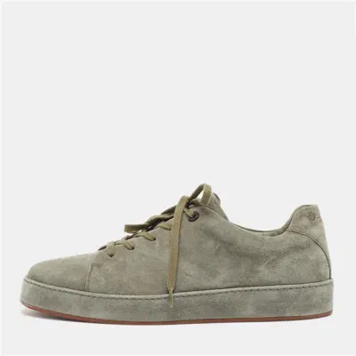 Pre-owned Loro Piana Green Suede Nuages Lace Up Sneakers Size 44