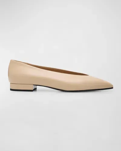 Loro Piana Rebecca Calfskin Ballerina Flats In Neutrals