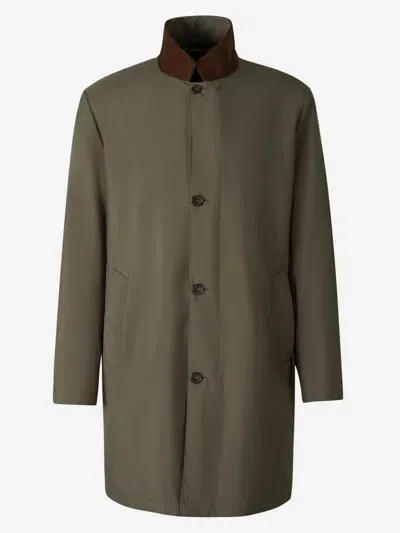 Loro Piana Contrasting Buttoned Coat In Dark Green