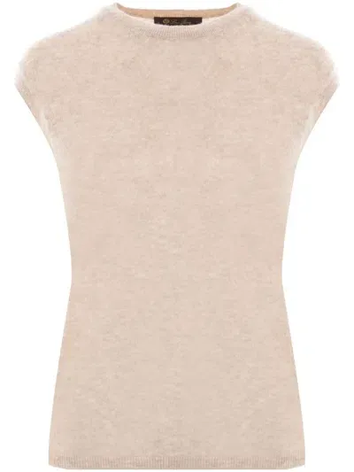 Loro Piana Sleeveless Cashmere-silk Blend Top In Seed