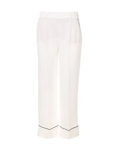 Loro Piana Straight Leg Satin Trousers In White