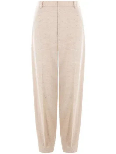 Loro Piana Tweed Straight-leg Trousers In Creamy Seashell