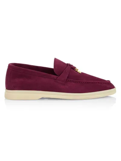 Loro Piana Dot Sole Suede Moccasins In Wild Mauve