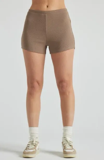 Losano Serene Rib Shorts In Pine Bark