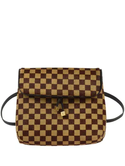 Pre-owned Louis Vuitton 2001 Damier Sauvage Gazelle Belt Bum Bag In Brown