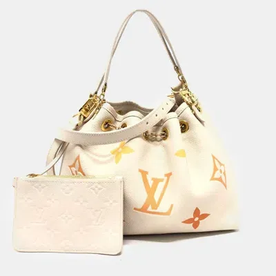 Pre-owned Louis Vuitton Beige Empreinte Leather Degradé Monogram Giant Empreinte Summer Bundle Top Handle Bag