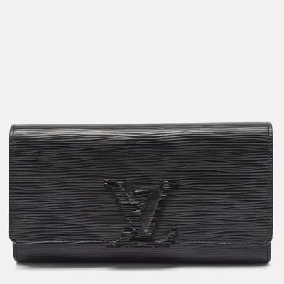 Pre-owned Louis Vuitton Black Epi Leather Louise Wallet