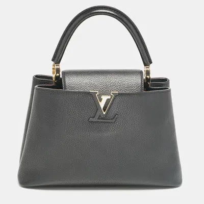 Pre-owned Louis Vuitton Black Leather Capucines Pm Bag