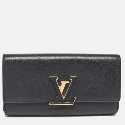 Pre-owned Louis Vuitton Black Taurillon Leather Capucines Wallet