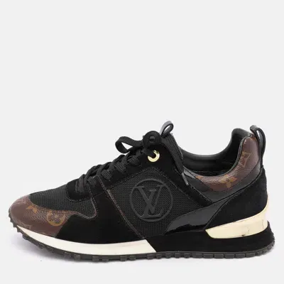 Pre-owned Louis Vuitton Black/brown Mesh And Monogram Canvas Run Away Sneakers Size 38.5