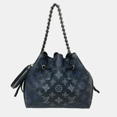 Pre-owned Louis Vuitton Blue Mahina Leather Flight Mode Bella Bucket Bag