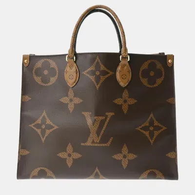 Pre-owned Louis Vuitton Brown Canvas Monogram Giant On The Go Gm Tote Handbag