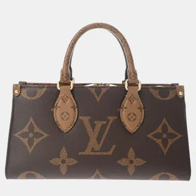 Pre-owned Louis Vuitton Brown Canvas Monogram Reverse On The Go Ew Handbag