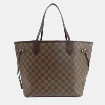 Pre-owned Louis Vuitton Brown Damier Ebene Canvas Neverfull Mm Tote Bag